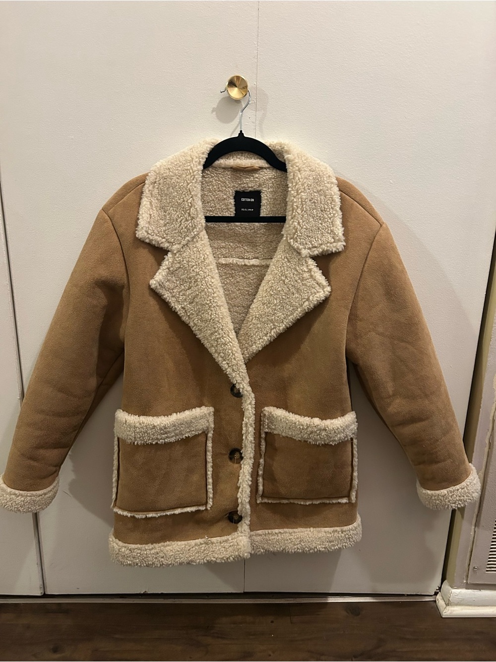 Cotton On Cream Sherpa Lined Jacket